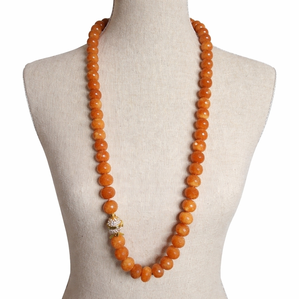 Chunky Orange Agate Stone Necklace Alicia Large Faceted Statement
